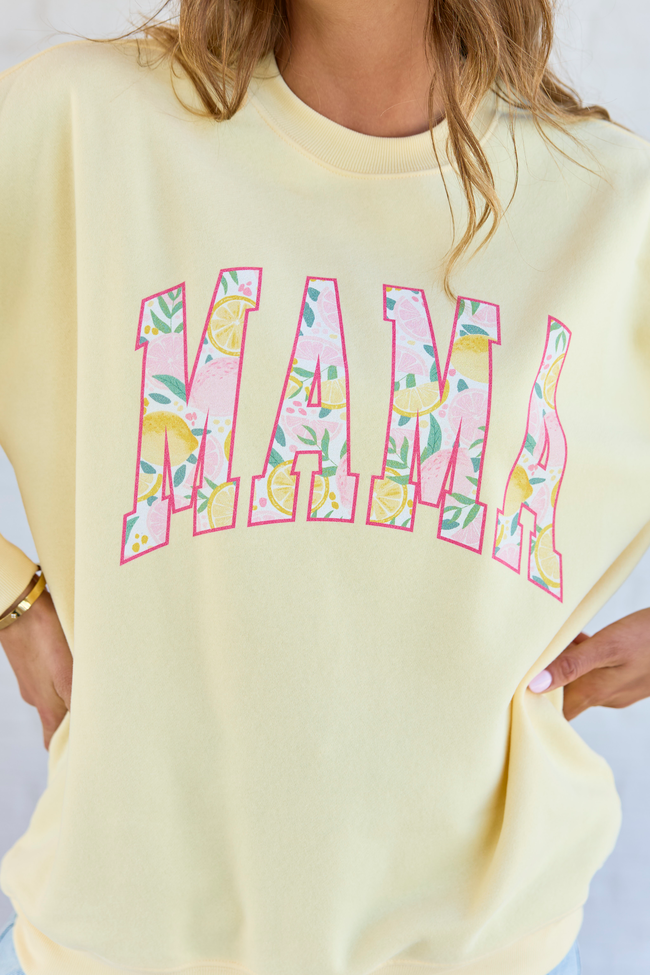 Mama Lemons Block Yellow Graphic Sweatshirt