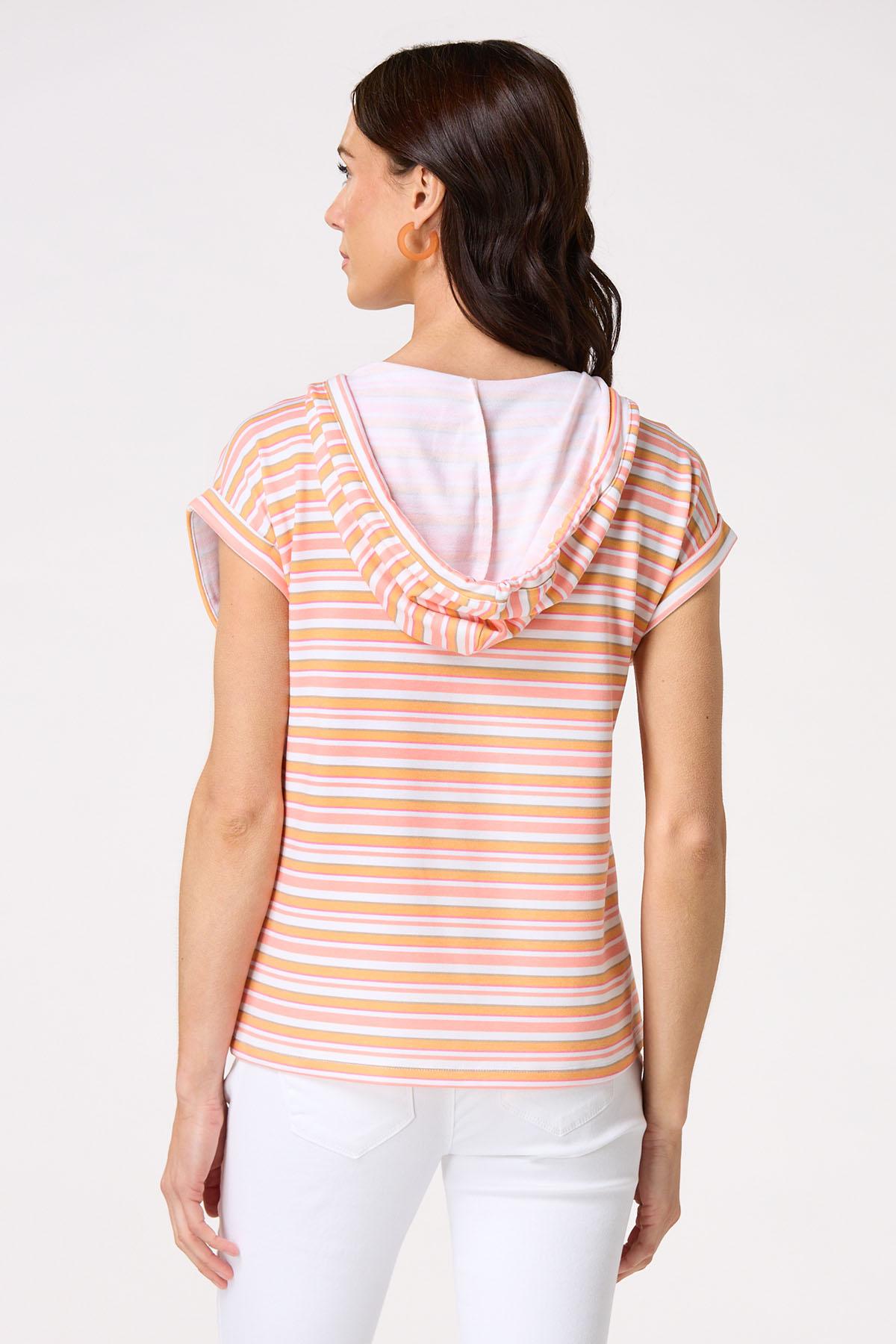 Stripe Hooded French Terry Top