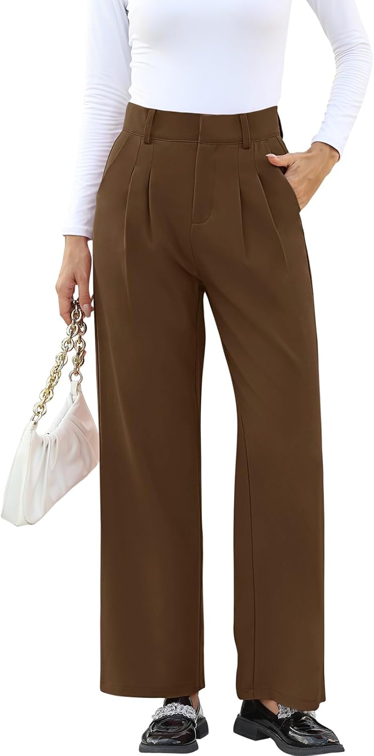 High-Waisted Work Pants for Women – Business Casual Office Trousers with Pockets
