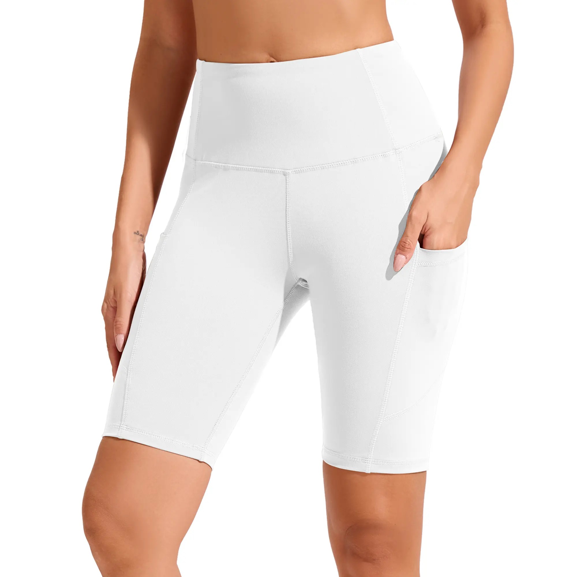 Women's High Waisted 1/3 Pack Biker Shorts with Pockets, 5