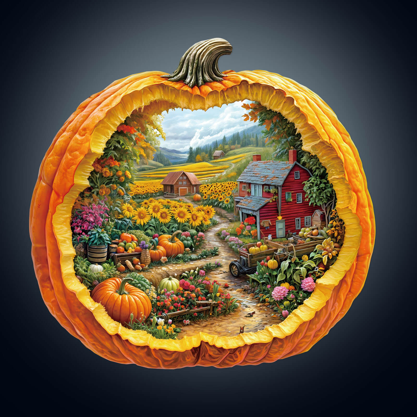 Pumpkin Summer Farm Wooden Jigsaw Puzzle