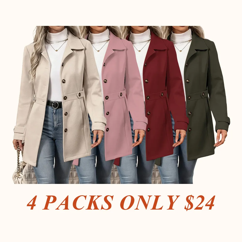 Women's Elegant Overcoat Notched Shawl Collar Single Breasted Outerwear Winter Long Coat
