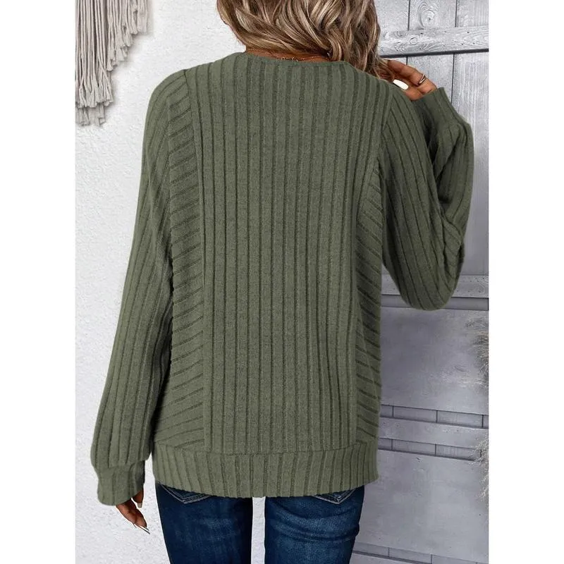 Womens Soft Long Sleeve Crewneck Shirts Fall Casual Loose Fit Knit Tops Blouses