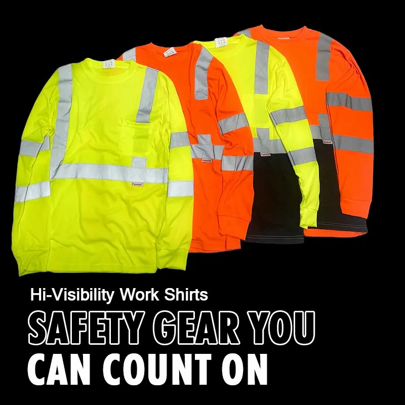 3/6-Pack High Vis Safety Long Sleeve | Reflective & Breathable Work T-Shirts with Pocket for Construction, Warehouses, Outdoor Work, Night Fishing