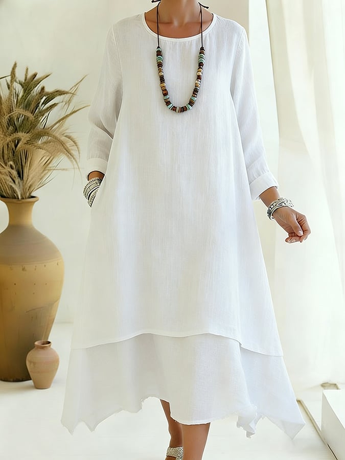 Women's Casual Retro Loose Cotton Linen Dress- Fast Shipping