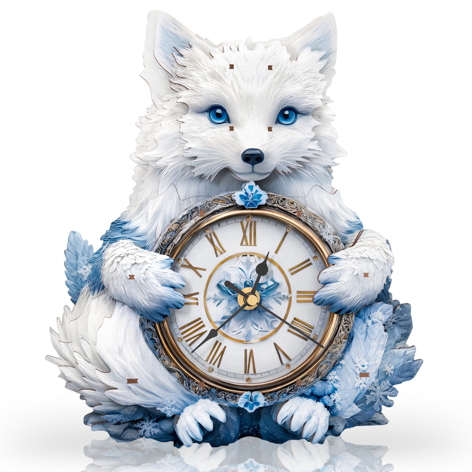 Arctic Fox– DIY Wooden Clock, 3D Puzzle Craft Kit