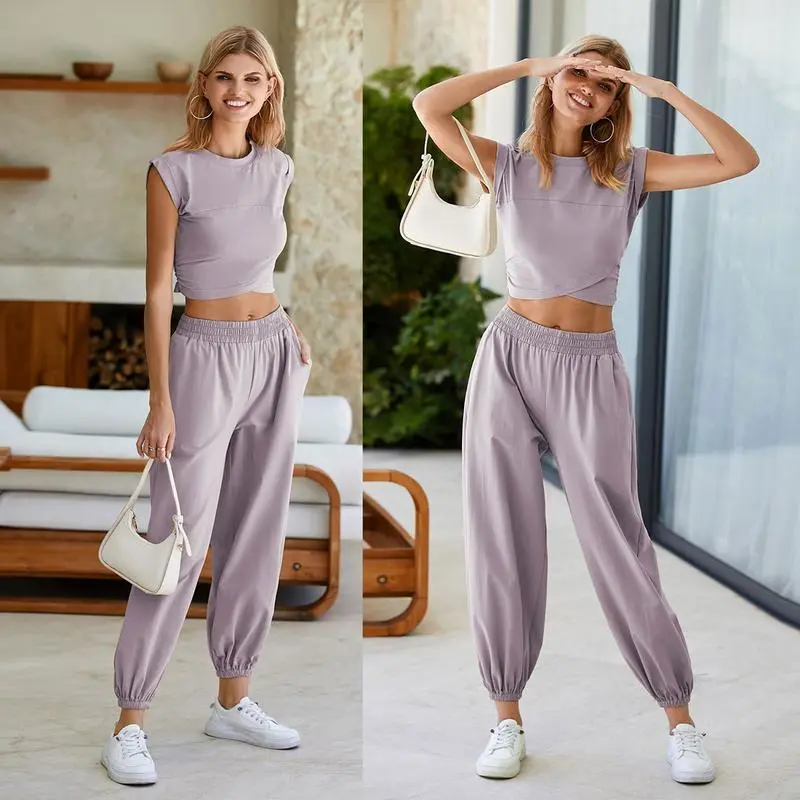 Women's Two-Piece Casual Suit Short Top (Under $3 a set!)