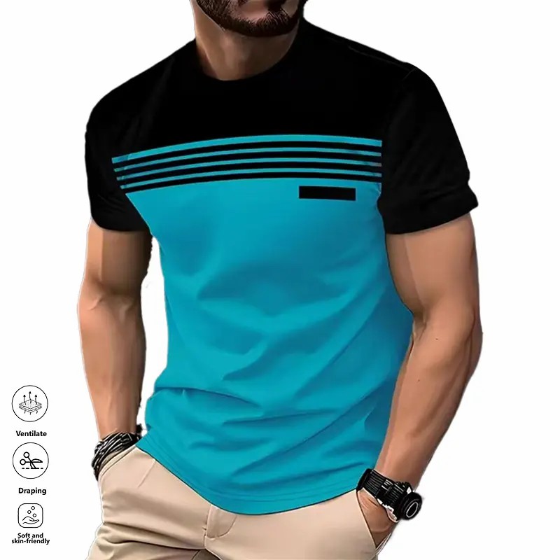 Men's 4-Pack Striped Short Sleeve T-Shirts – Breathable Summer Casual Wear