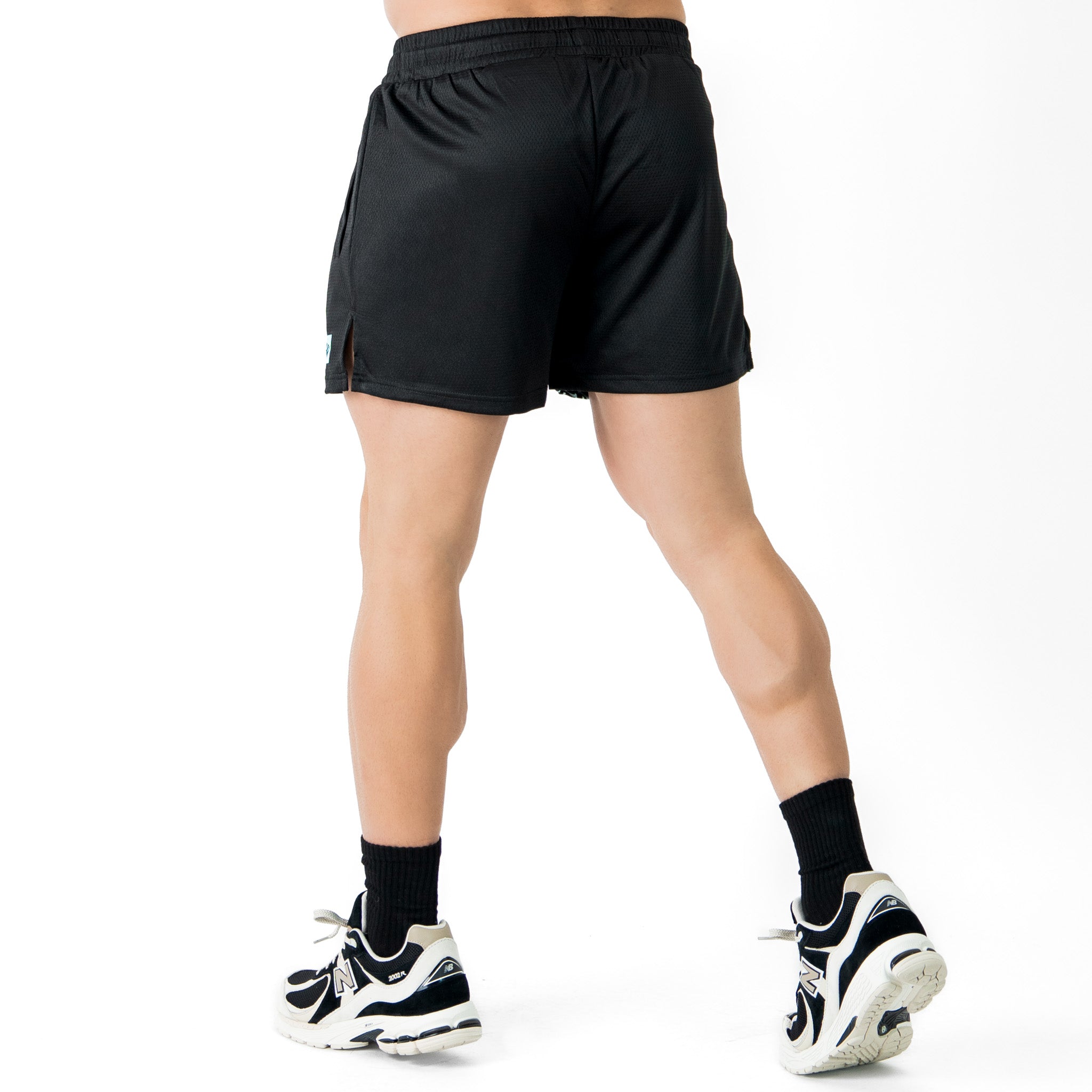 MUAY THAI FLAME SHORTS (MID THIGH CUT) - BLACK / TEAL