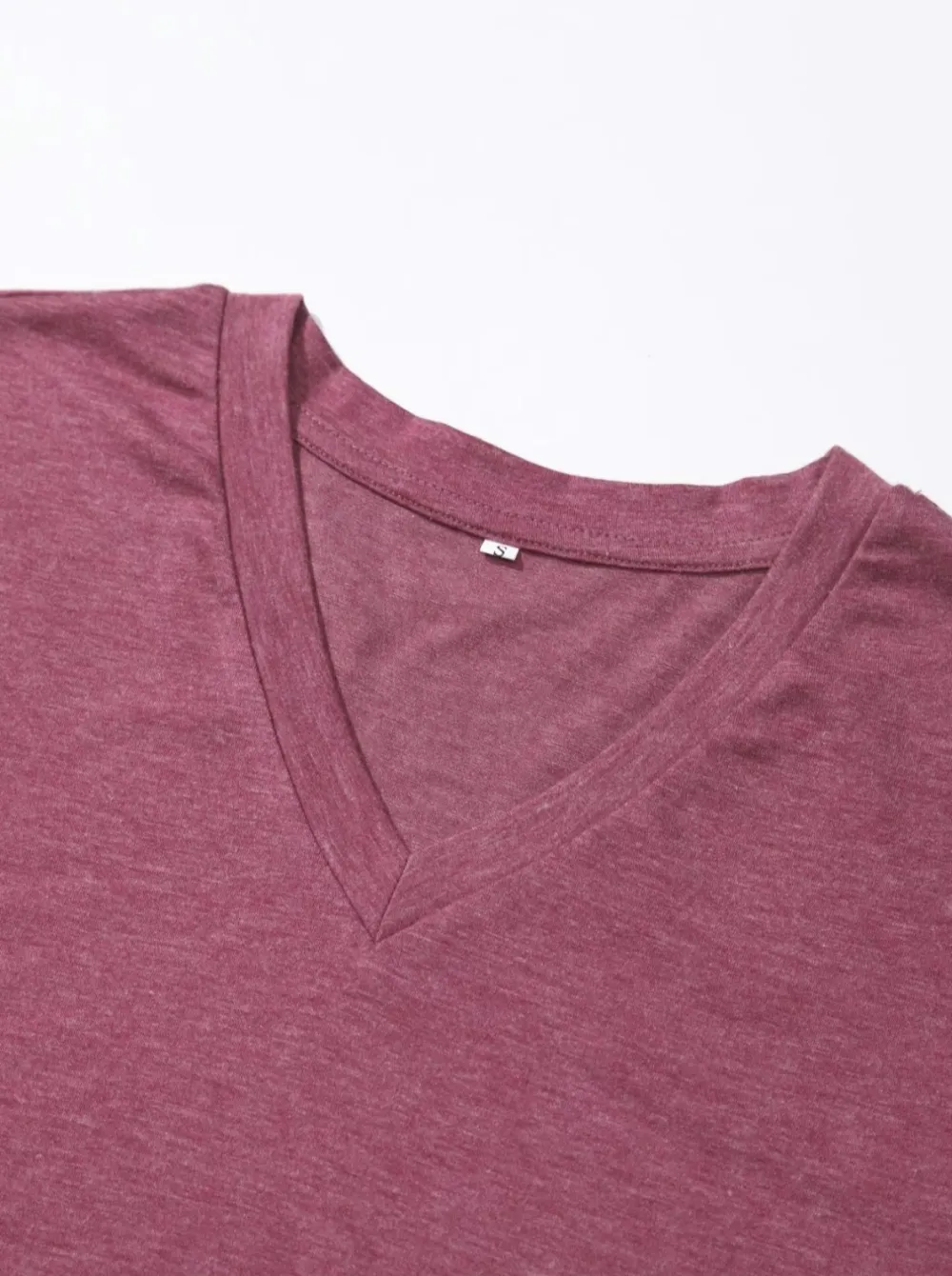 Women's Solid Short Sleeve V Neck Tee