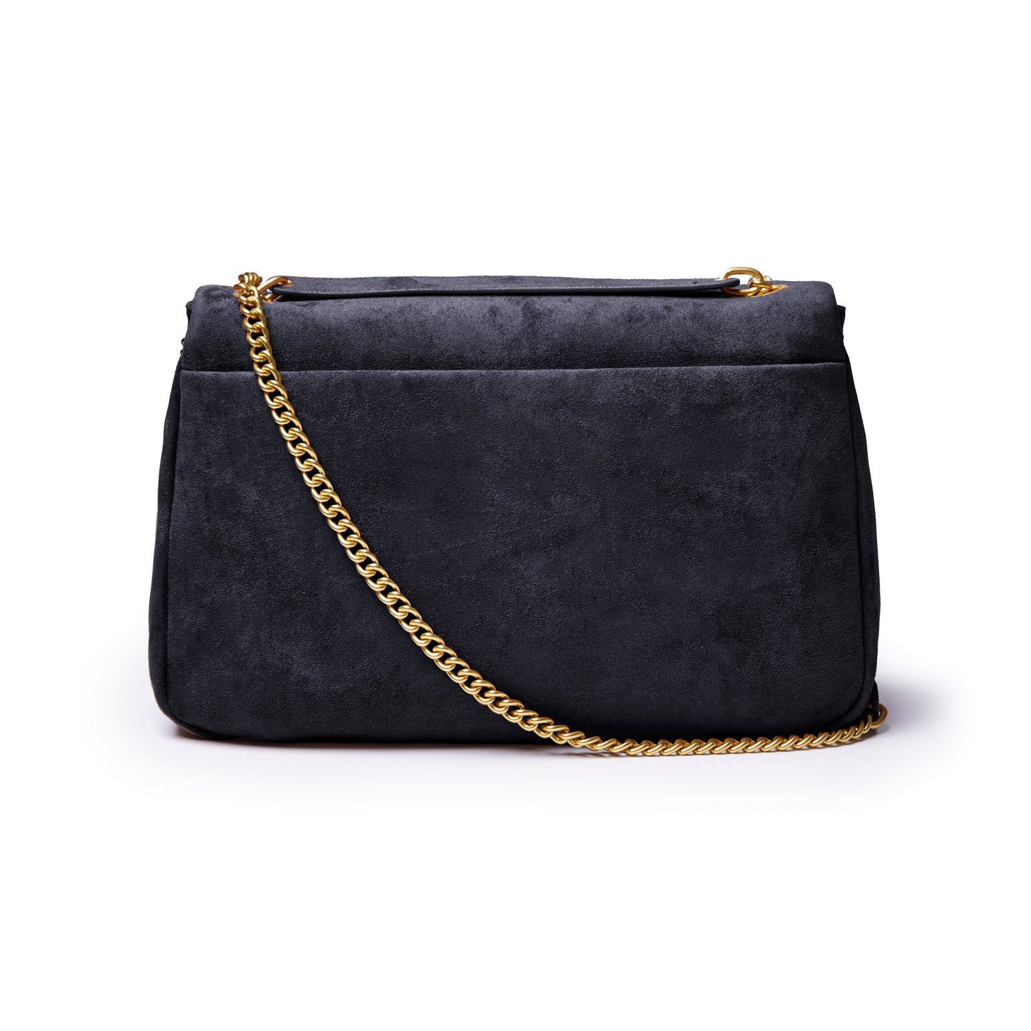 MEDIUM SUEDE FLAP BAG - BLACK