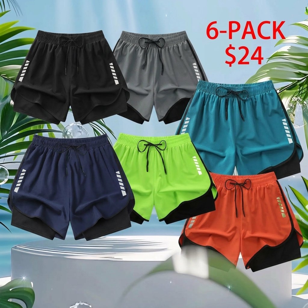Women’s 3-Pack Summer Lightweight Quick-Dry Double-Layer Athletic Shorts
