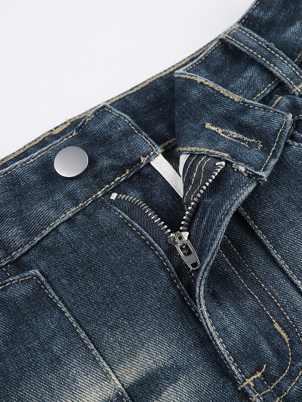 Pocket Distressed Denimskirt