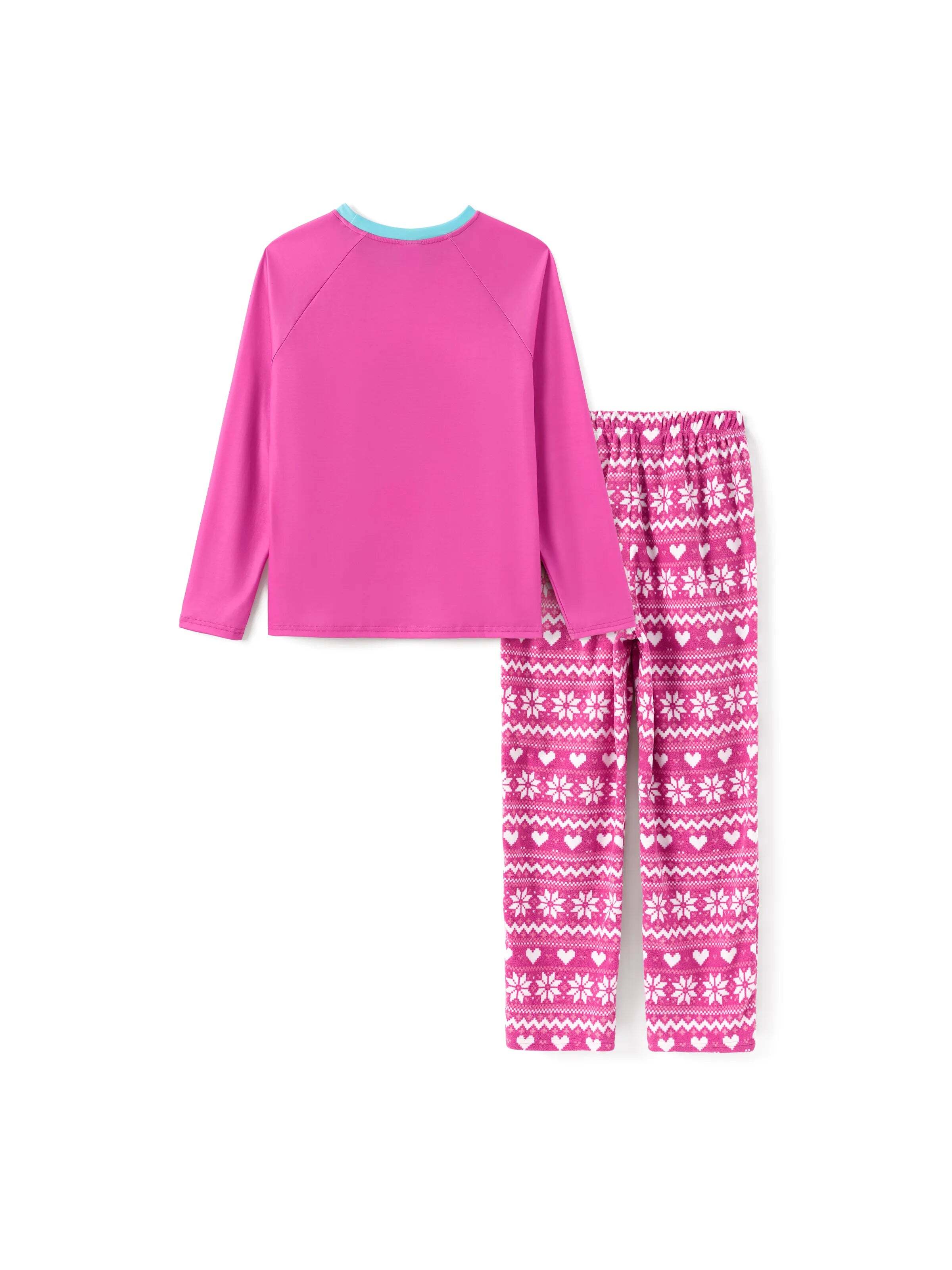 Barbie Christmas Mommy and Me Snowflake Print Pajamas Set Hot Pink