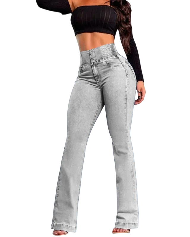 2026 Elastic Waist High Waist Stretch Tights Slightly Flared Hip Lift Denim