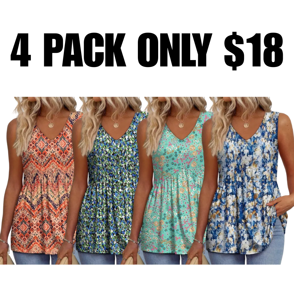 Womens Tank Tops  Flowy Peplum Tops for Women Dressy Sleeveless V Neck