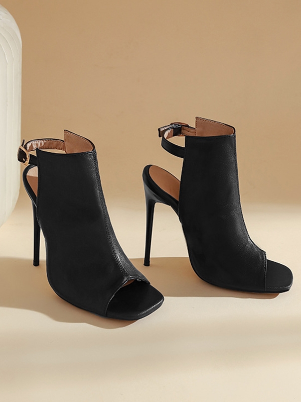 Belt Buckle Peep Toe Split-Joint Sandals Pumps