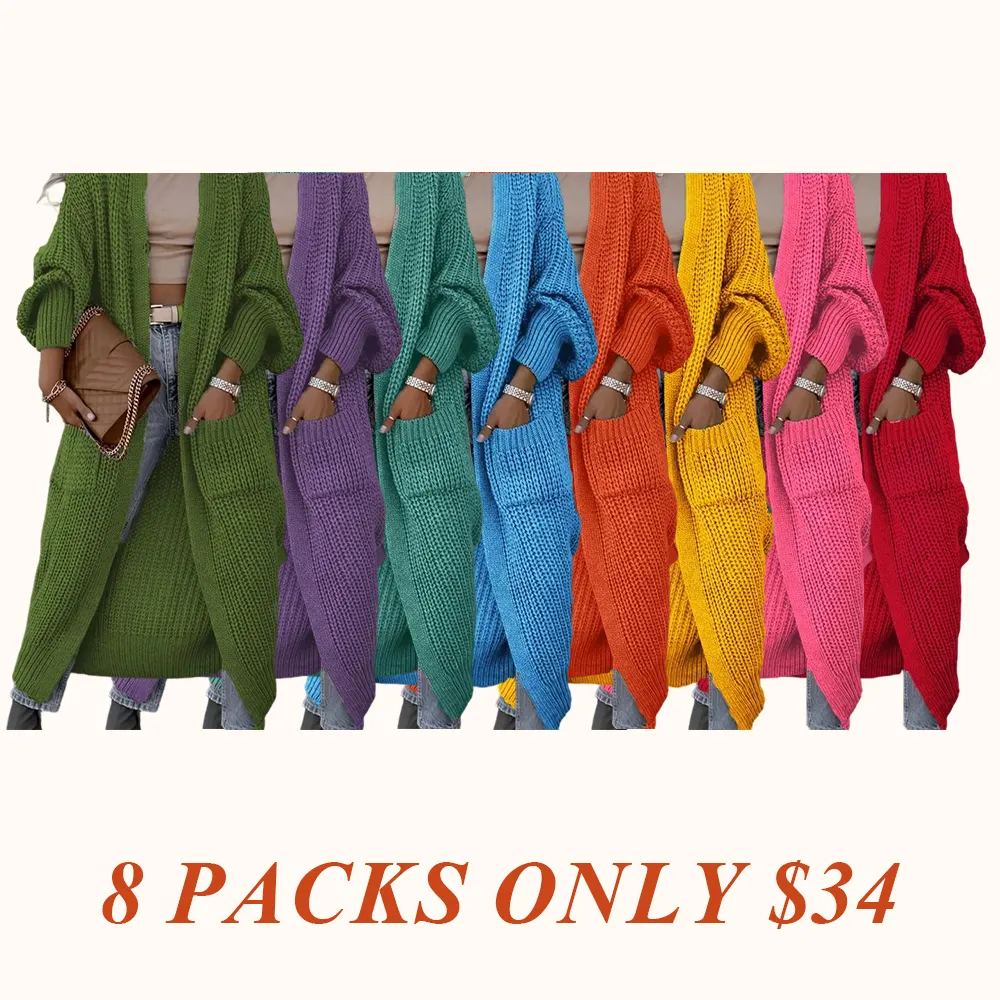 Women's Solid Drop Shoulder Long Cardigan