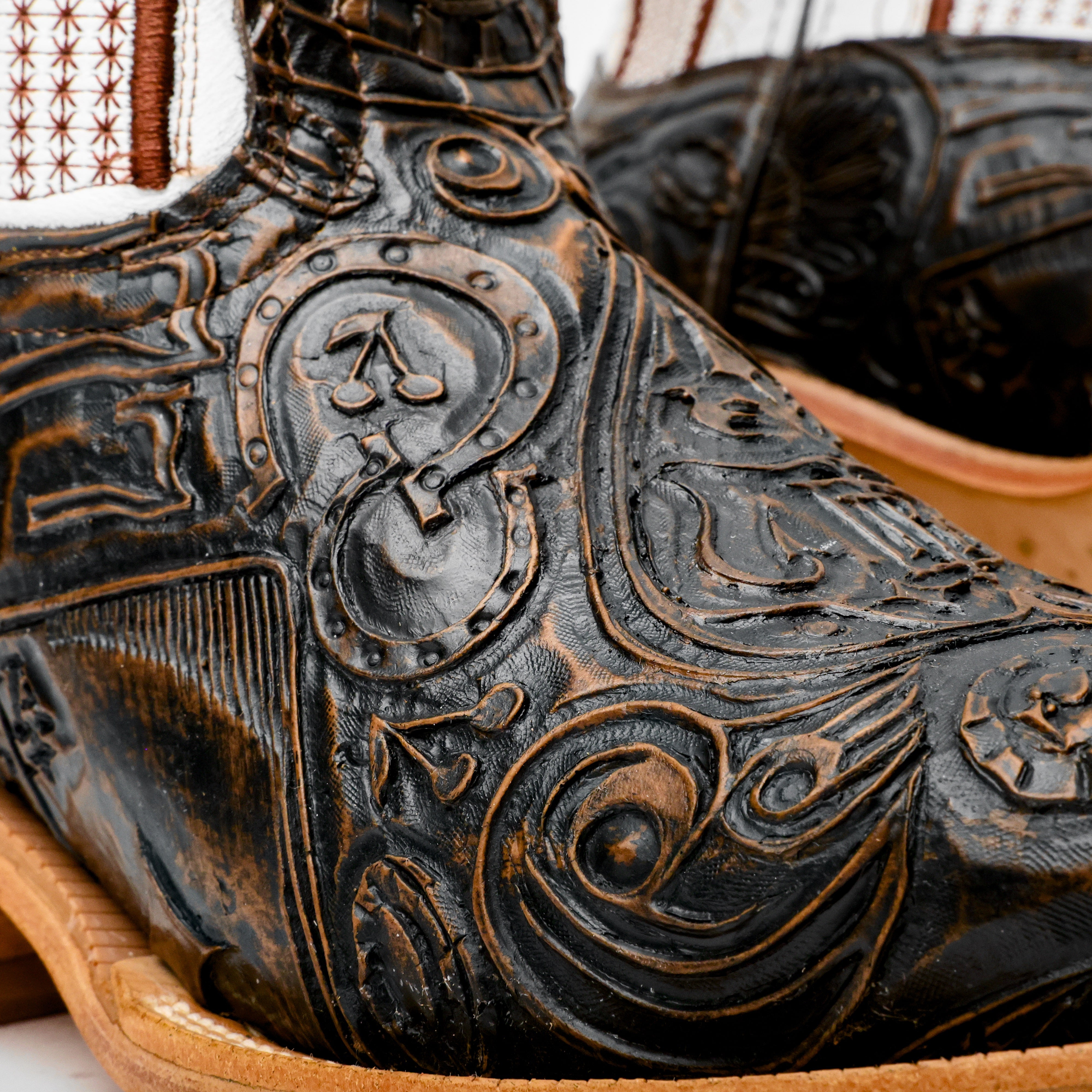 “Ace Of Spades” Bronze Boots - Square Toe