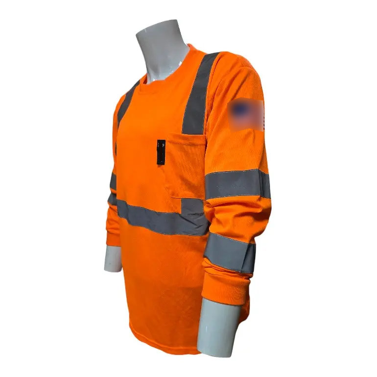 Hi-Vis Long Sleeve Safety Shirt with Reflective Tape (Breathable Mesh, Class 3 Style)
