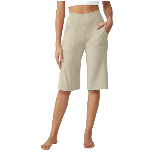 Loose High-Waist Casual Cropped Yoga Pants Shorts Women 14
