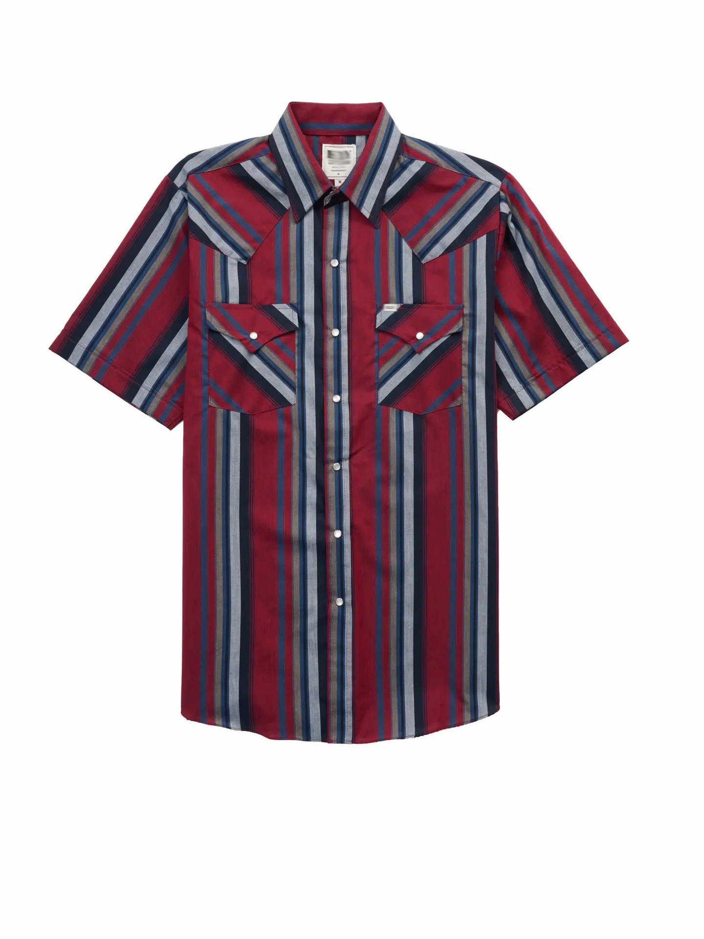 Men’s Western Stripe Snap Button Shirt – Short Sleeve Casual Cowboy Style