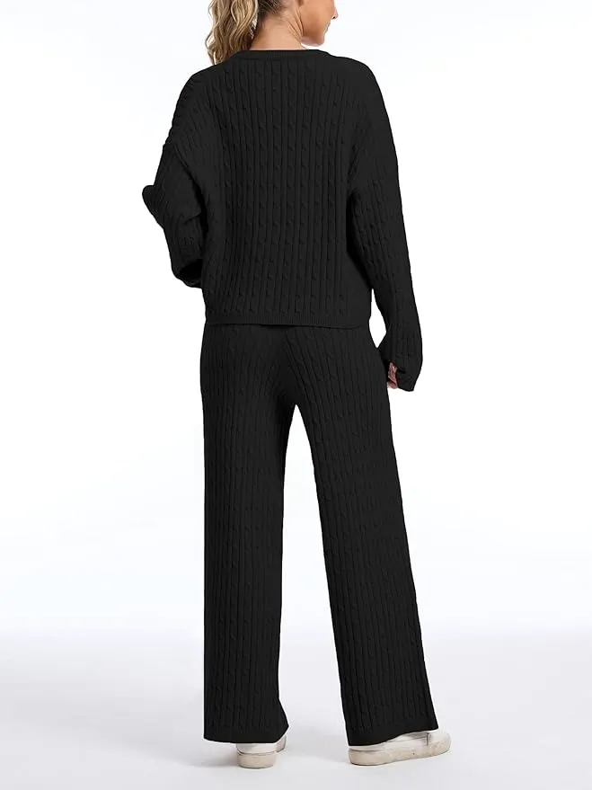 Women's Cable Knit Sweater Lounge Set