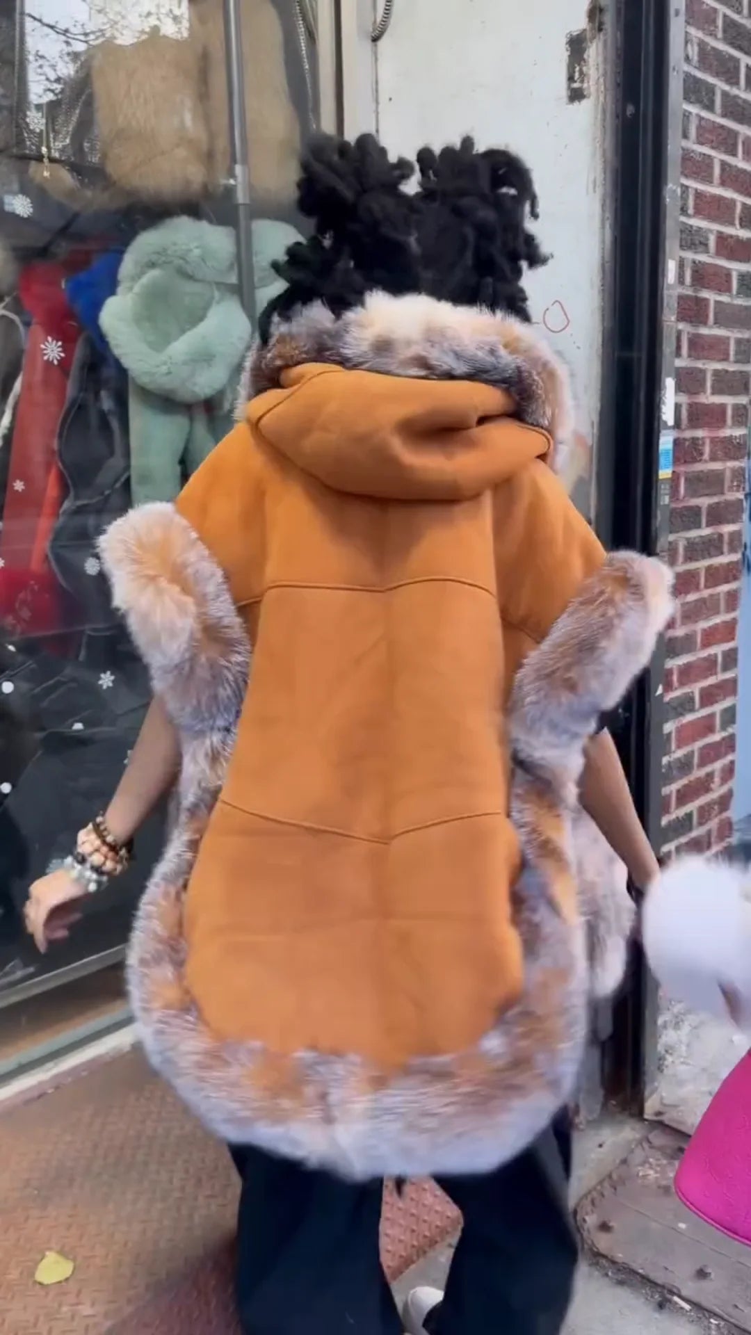 Suede Patchwork Short-Sleeved Mink Fur Coat