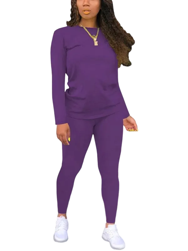 Women's solid color elastic waist pants suit