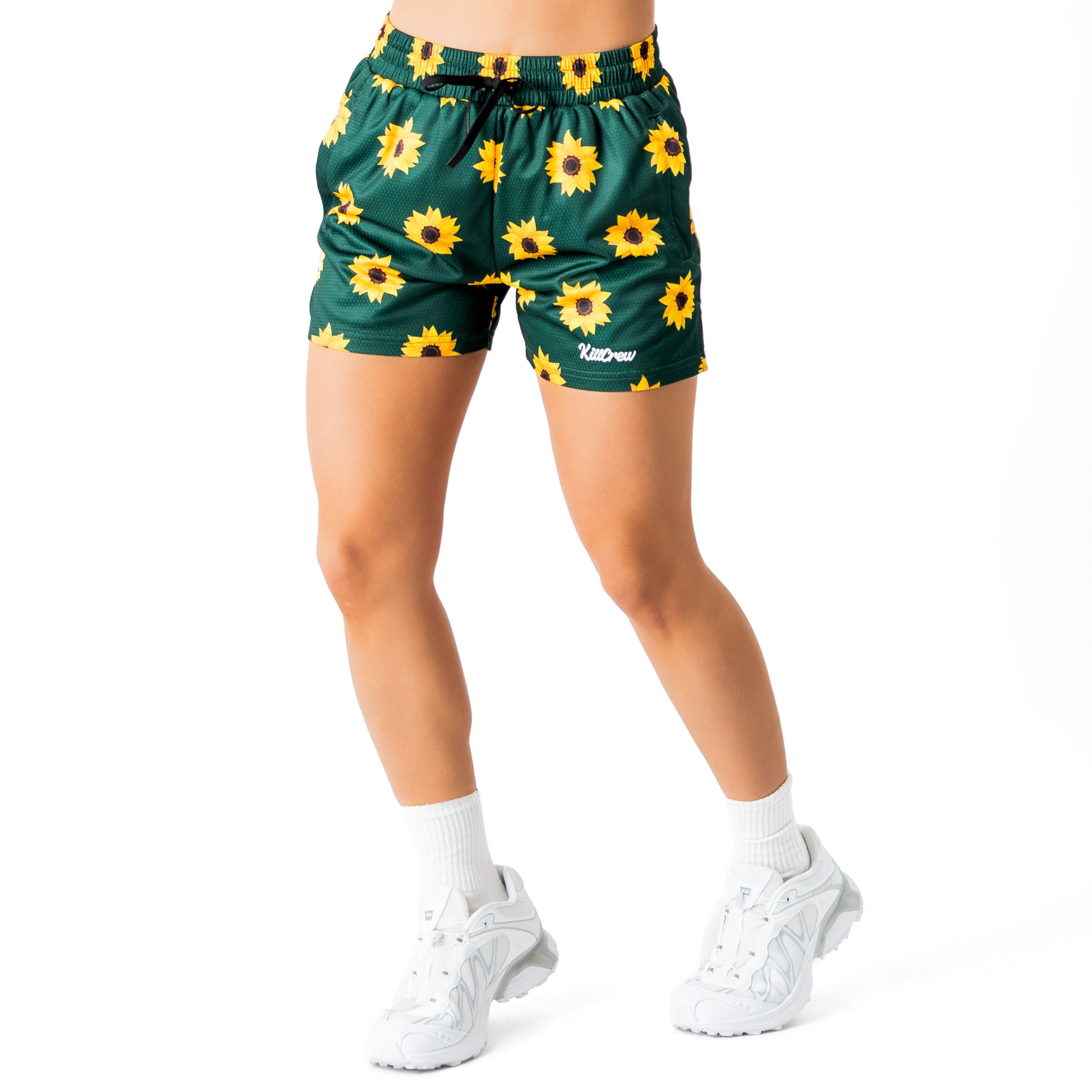 MUAY THAI SHORTS (MID THIGH CUT) SUNFLOWER - GREEN