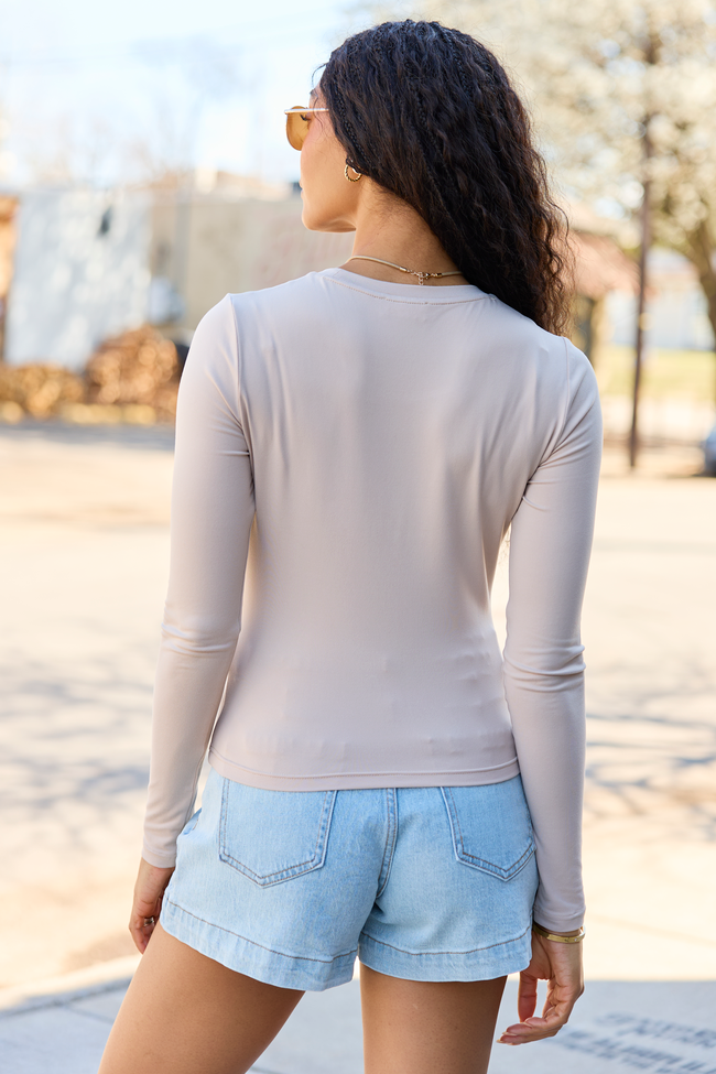 Andie Taupe Long Sleeve Tee