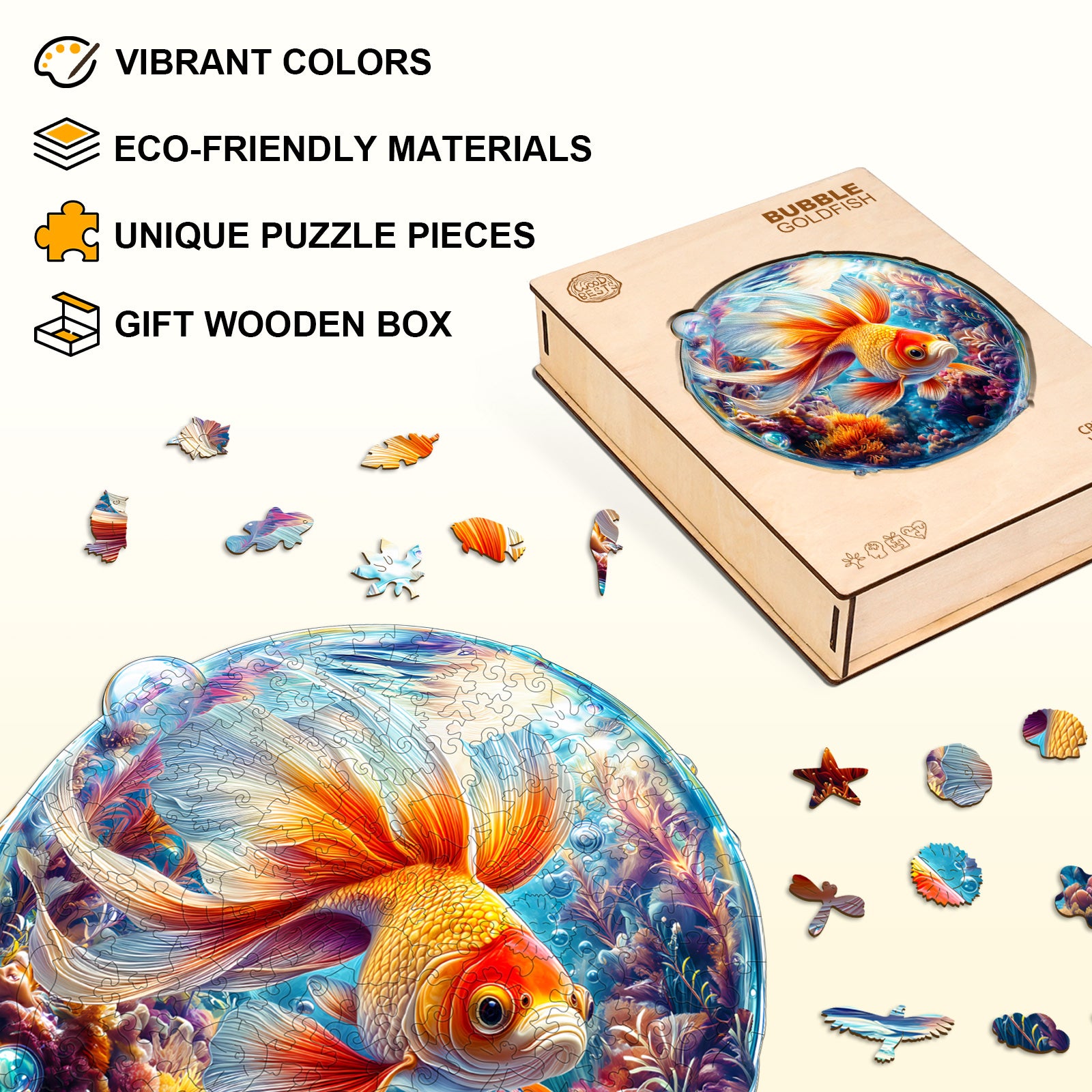 Bubble Goldfish Wooden Jigsaw Puzzle