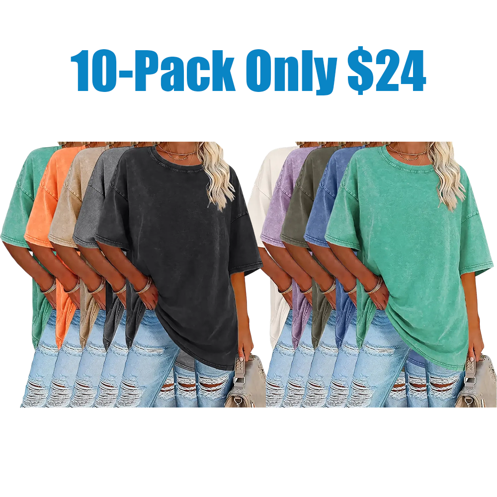 Women’s Summer Fashion Washed Cotton Vintage High-Quality 230 g/m² Thick Pure Cotton T-Shirts, Streetwear Retro Style Crew Neck Short Sleeve