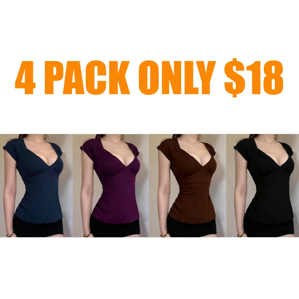 Women's Plain Tee, Basic Casual Minimalist Short Sleeve Slim Fit T-shirt