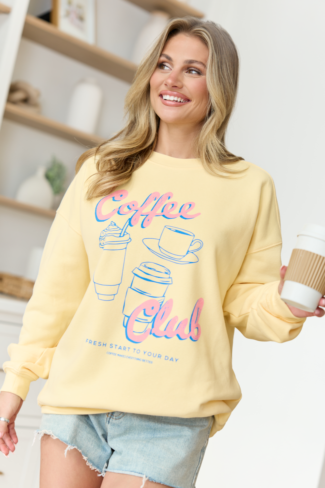Coffee Club Yellow Graphic Sweatshirt