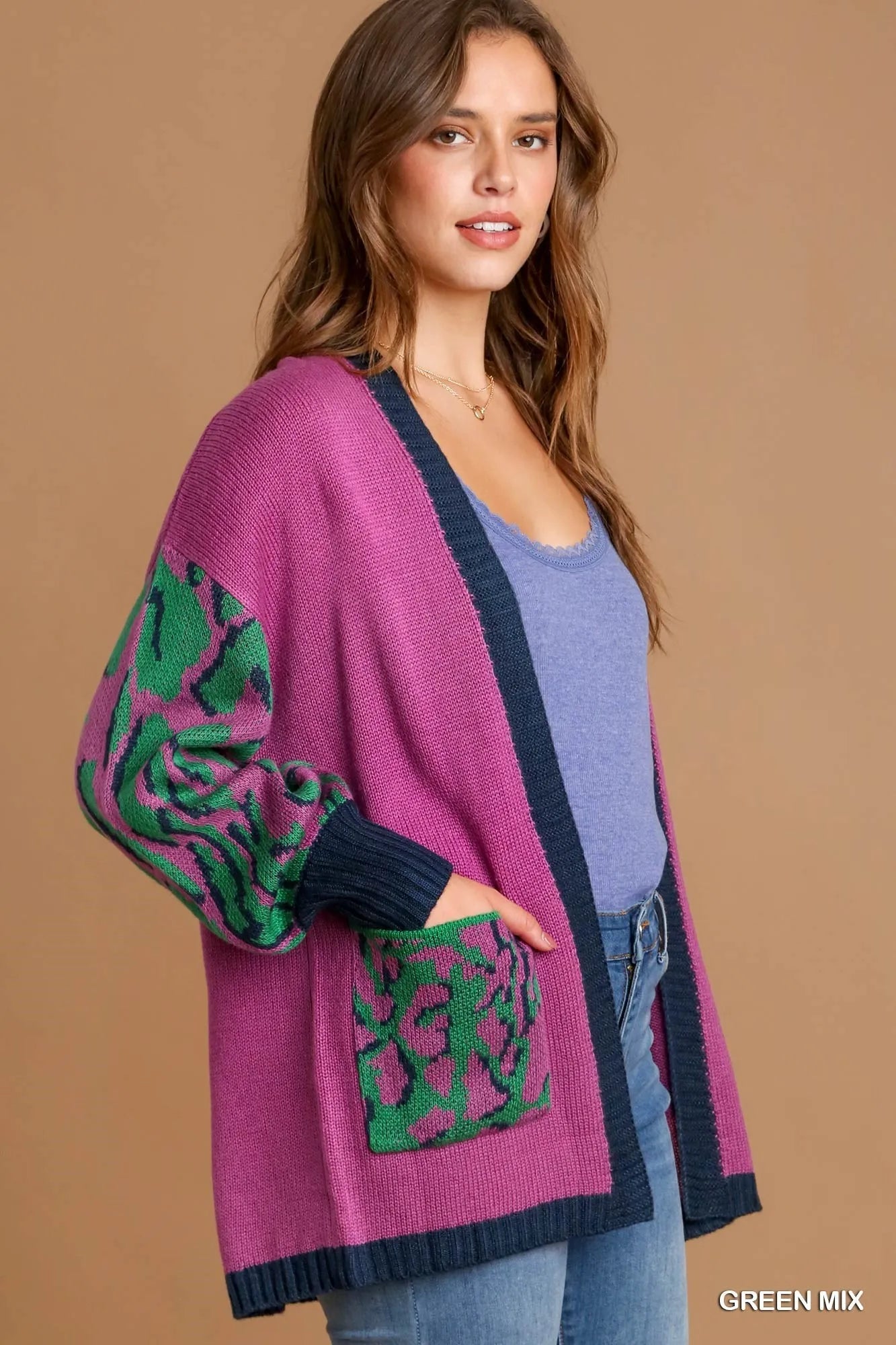 Leopard Print Open Front Sweater Cardigan