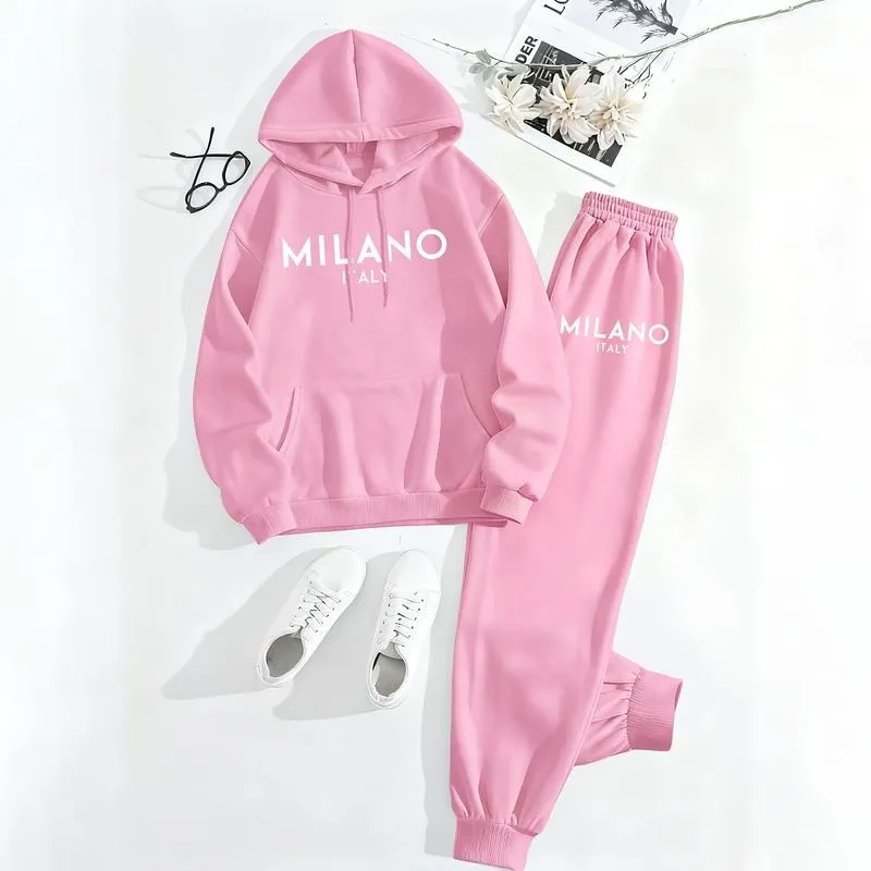 Women's Milano prints City print hoodie and drawstring track pants set