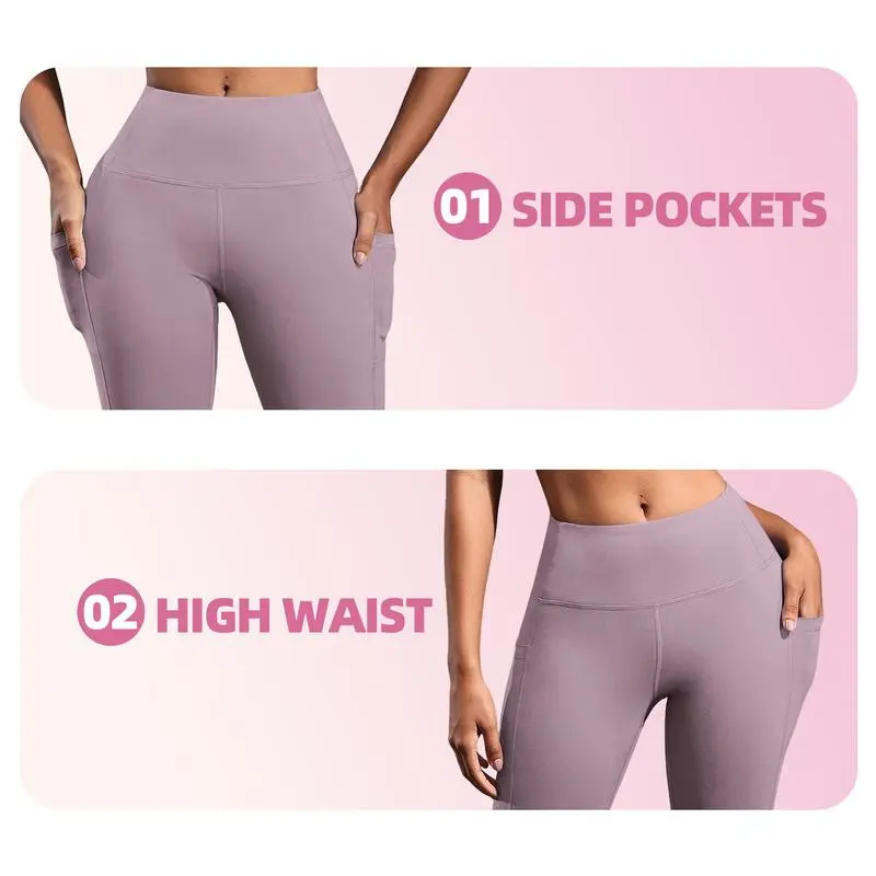 Women's high-waisted yoga pants with pockets.