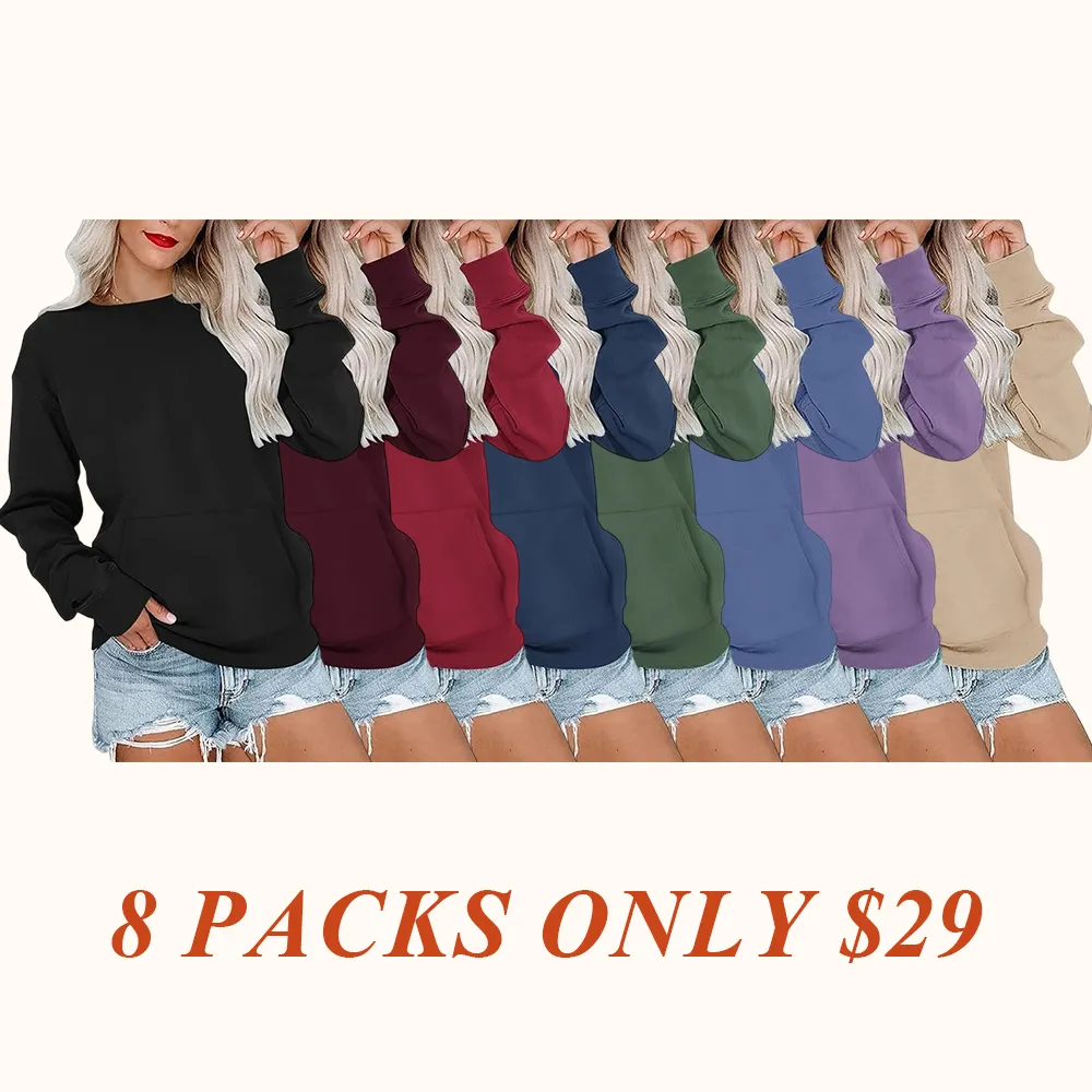 Women's Crewneck Hoodless Sweatshirt Hoodless Sweatshirt with Kangaroo Pocket Fleece Long Sleeve
