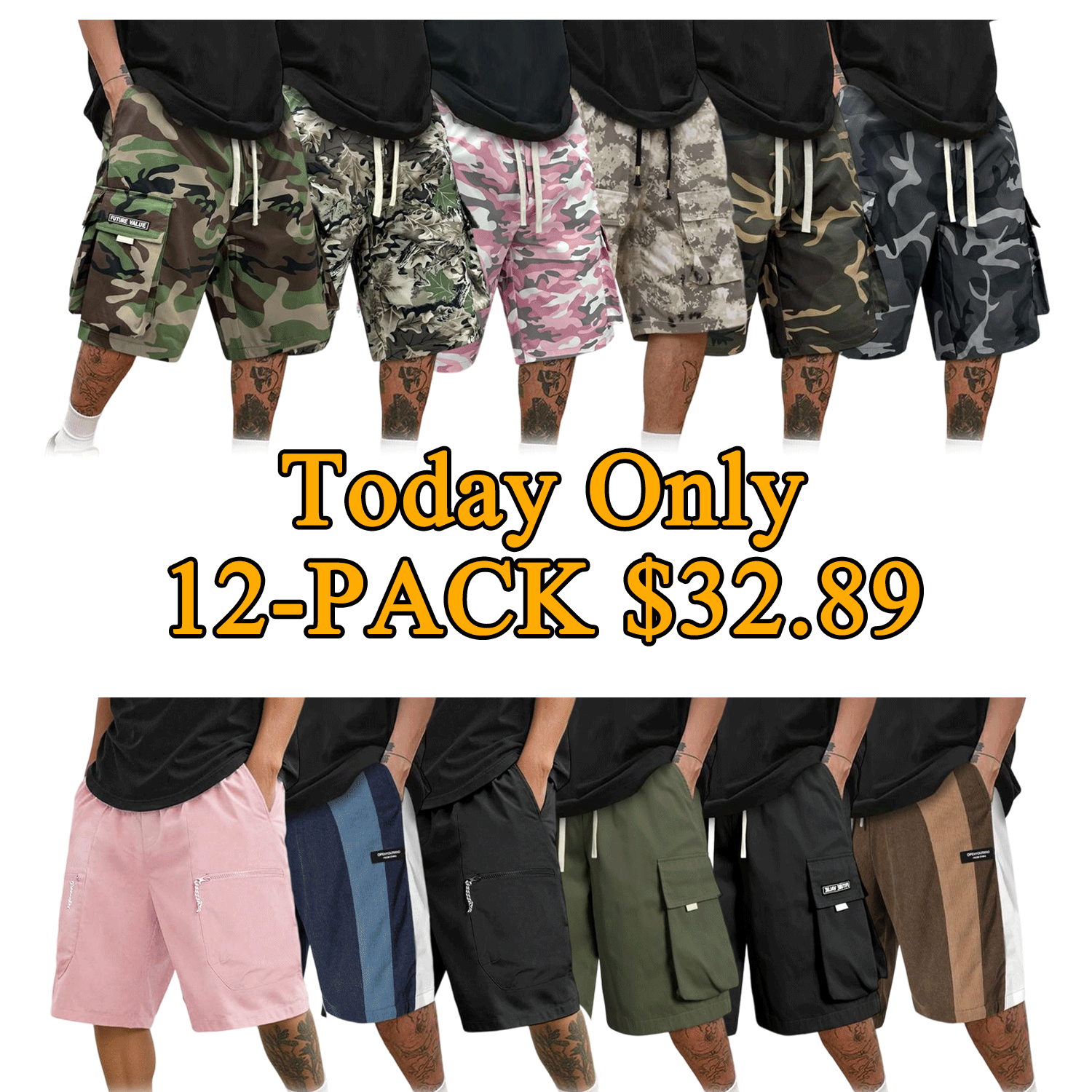 🩳 Men's Street Camo Cargo Shorts (Loose Fit)