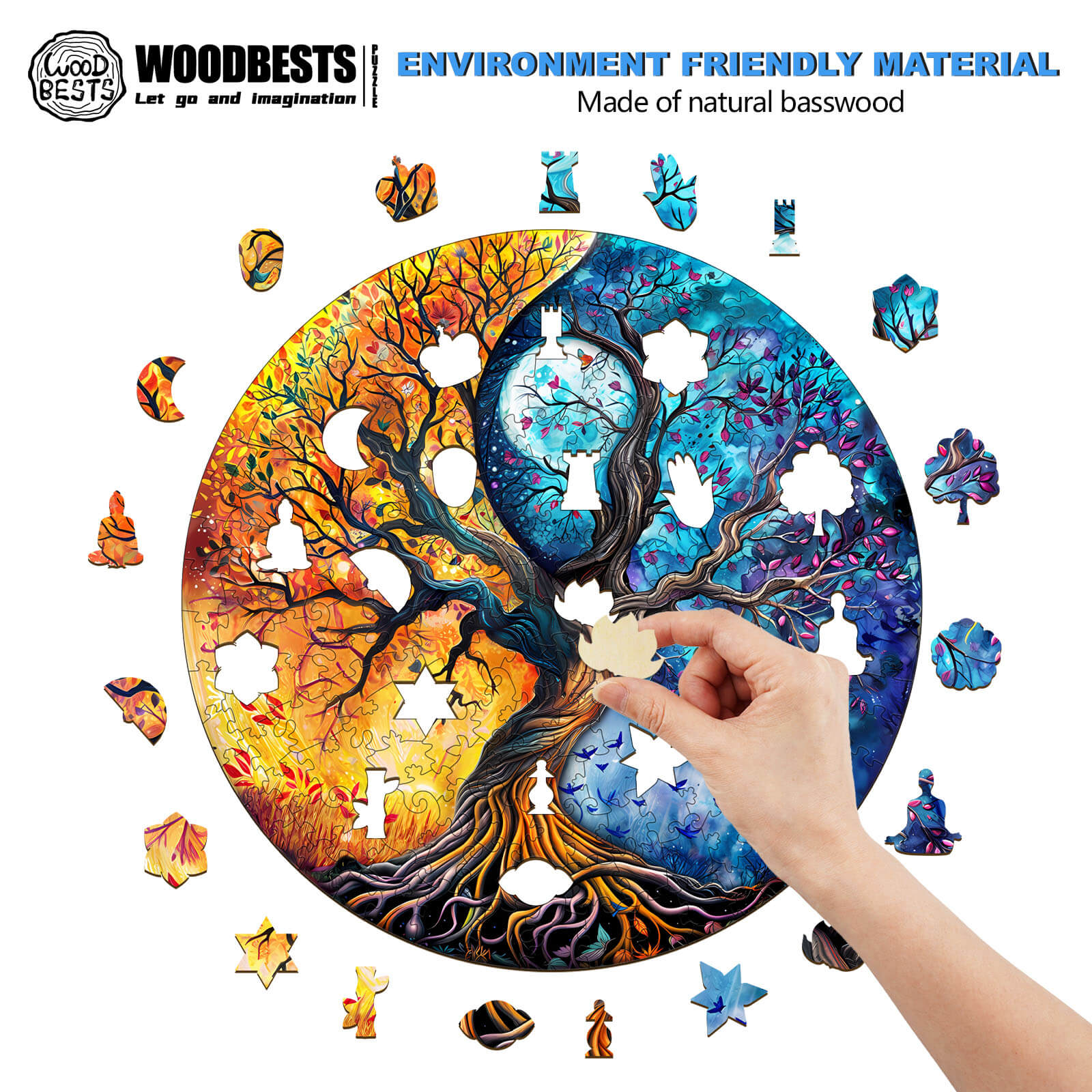 Yin Yang Tree of Life-9 Wooden Jigsaw Puzzle