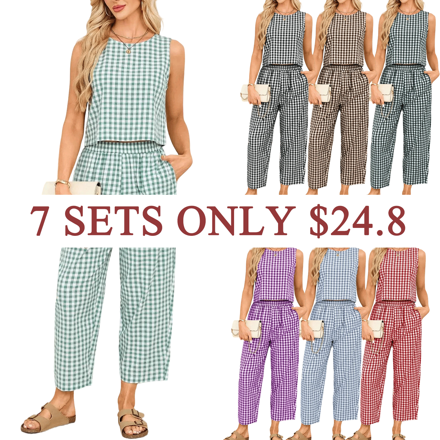 🔥Women’s Plaid Cotton 2-Piece Lounge Set