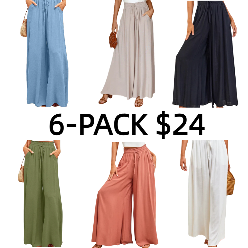 Shirred High Waist Gathered TiePalazzo Pants