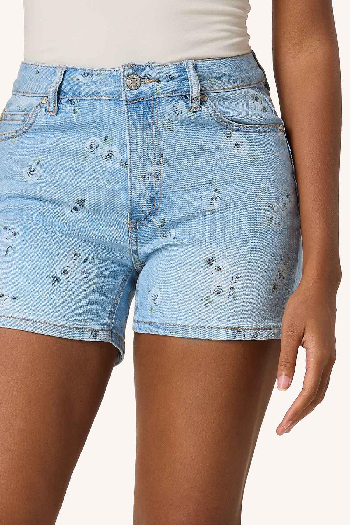 Floral Print Denim Shorts
