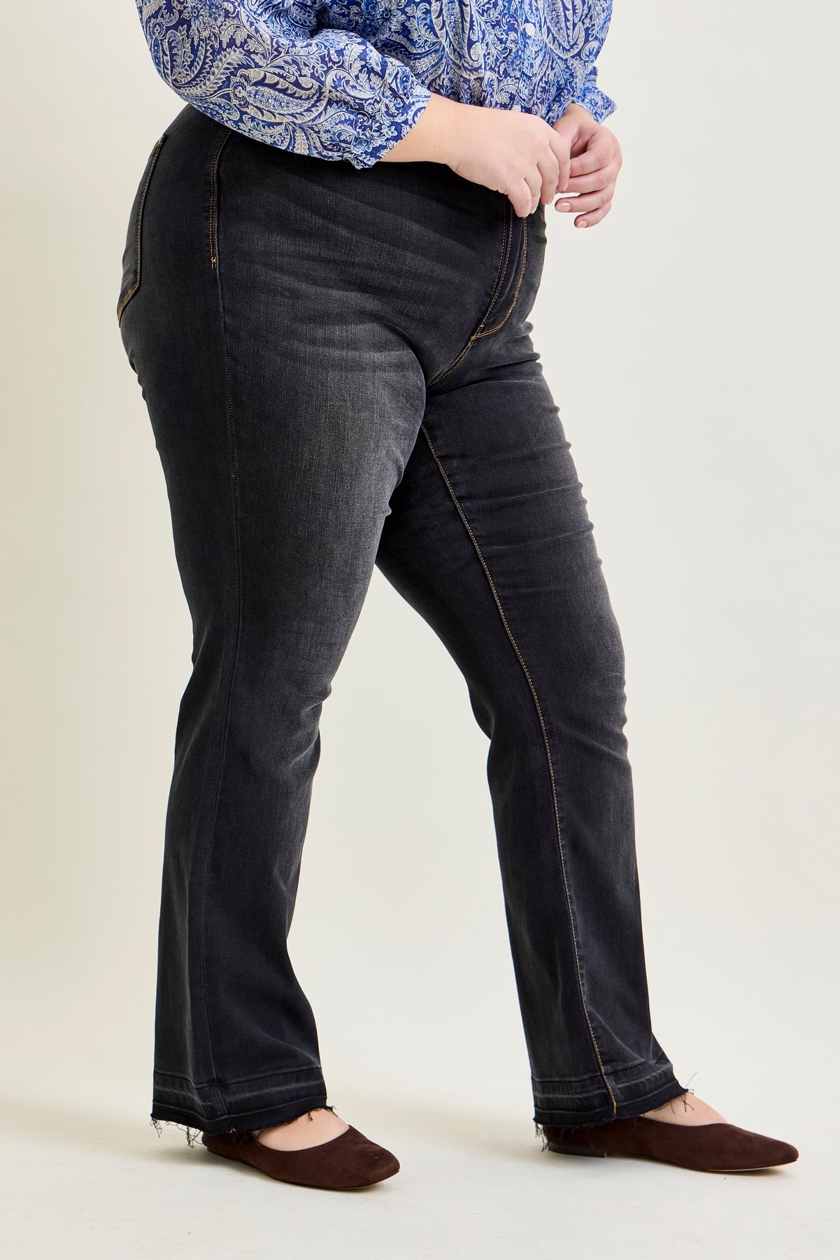 Daisy Released Hem Slim Bootcut Jeans - PLUS
