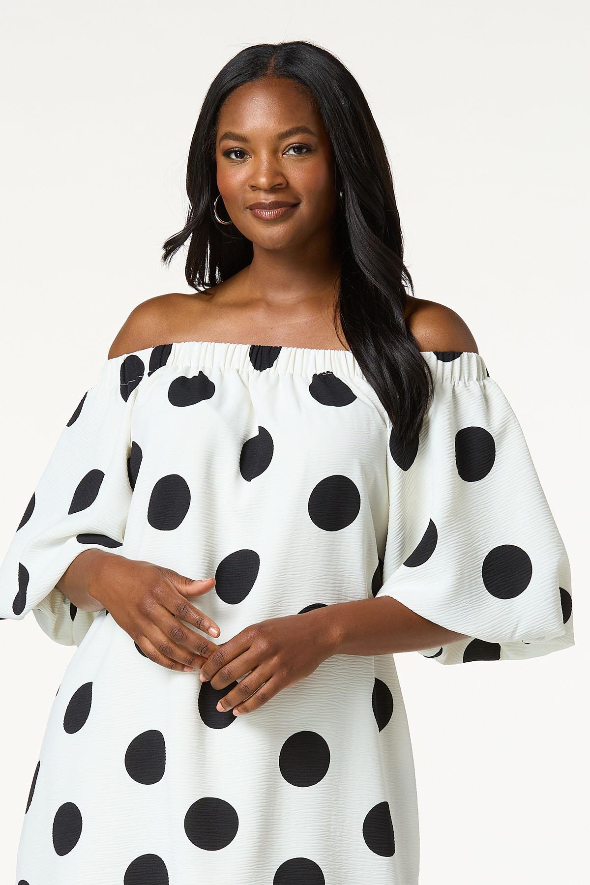 Polka Dot Bubble Sleeve Dress