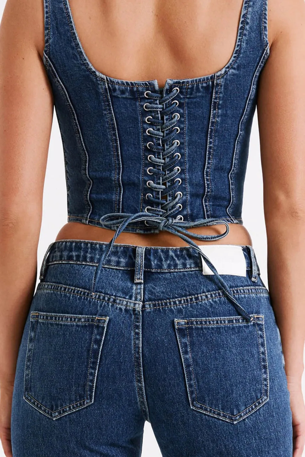 Denim Lace Up Corset