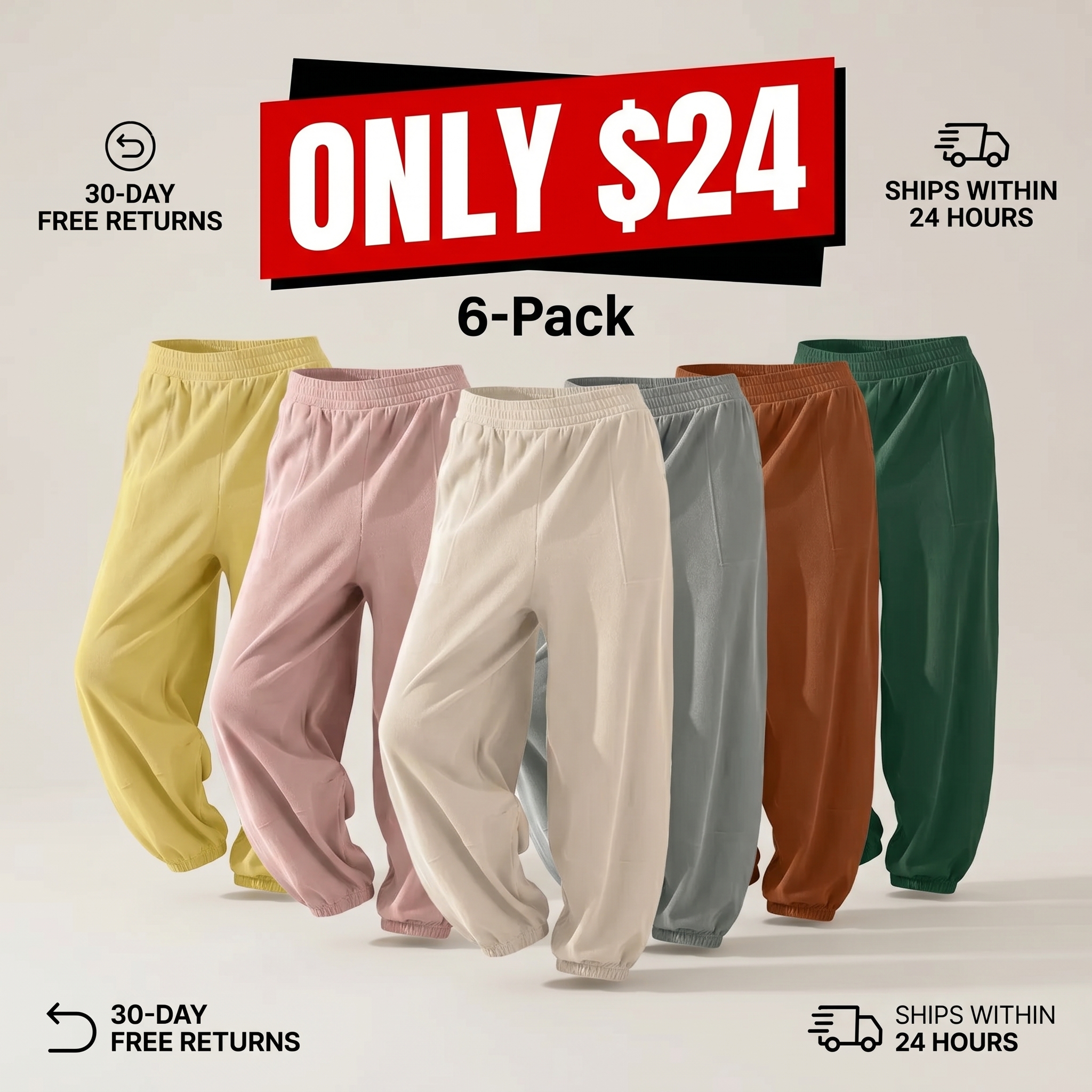 Women's Loose Wide-Leg Pants — Casual Elastic-Waist Wide-Leg Harem Pants (With Pockets)