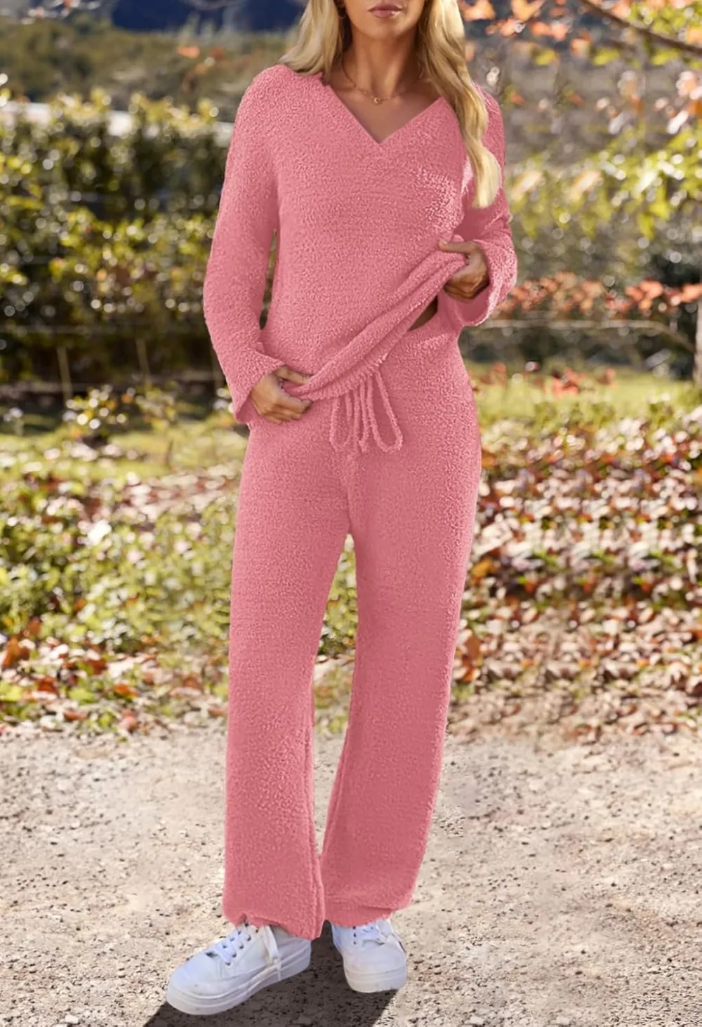 Women's Lounge Sets 2025 Fall Fashion 2 Piece Outfits Sweater Pajama Set