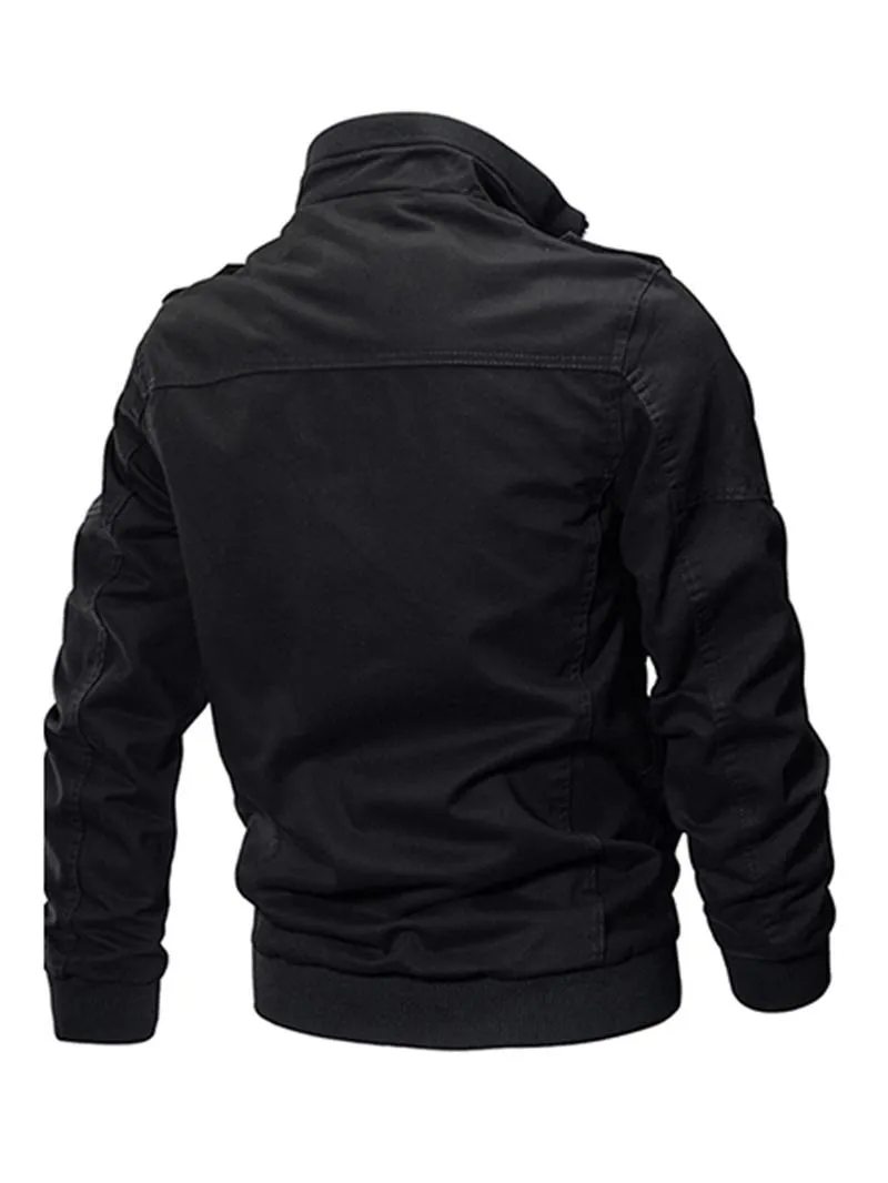 Men's Regular Fit Solid Pocket Zipper Thermal Lined Jacket